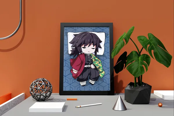 Multicolor_Demon_Slayer_Tomioka_Giyyu_2_Anime_Poster_with_Frame