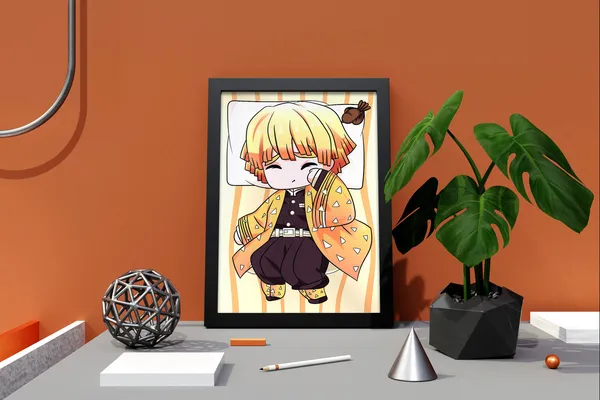 Multicolor_Demon_Slayer_Zenitsu_Anime_Poster_with_Frame