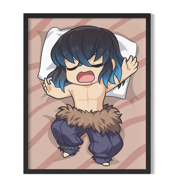 Multicolor_Demon_Slayer_Inosuke_Hashibira_3_Anime_Poster_with_Frame