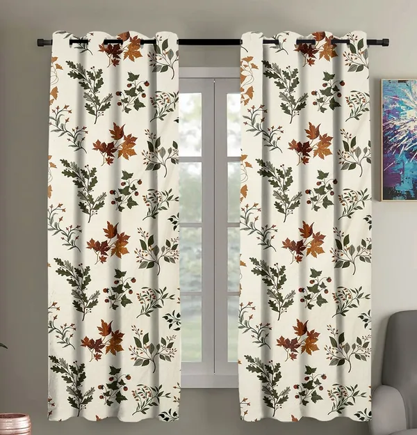 Cream_Floral_Super_Soft_Brushed_Microfiber_Cotton_Window_Curtain_