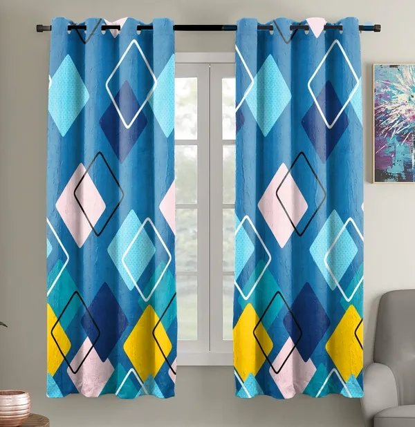 Geometric_Green_Super_Soft_Brushed_Microfiber_Cotton_Curtains_For_Window