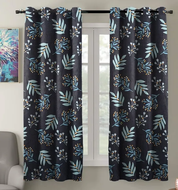Floral_Navy_Blue__Super_Soft_Brushed_Microfiber_Cotton_Curtains_For_Window