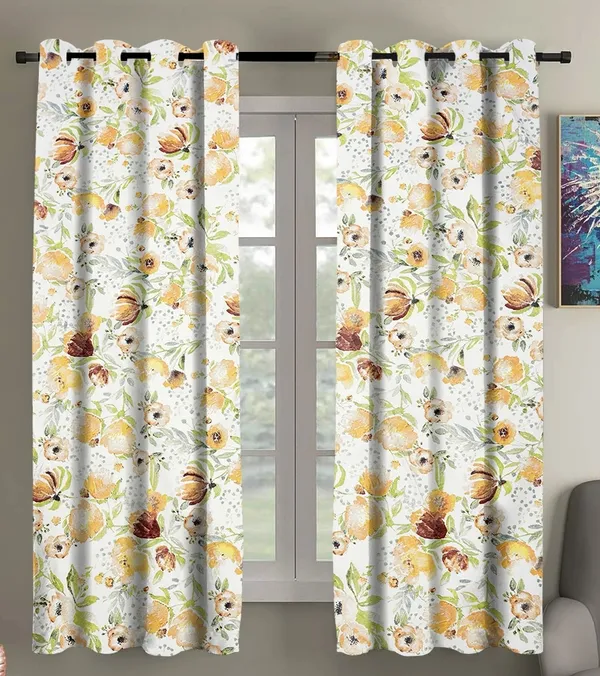 Orange_Super_Soft_Cotton_Floral_Curtain_|5ft