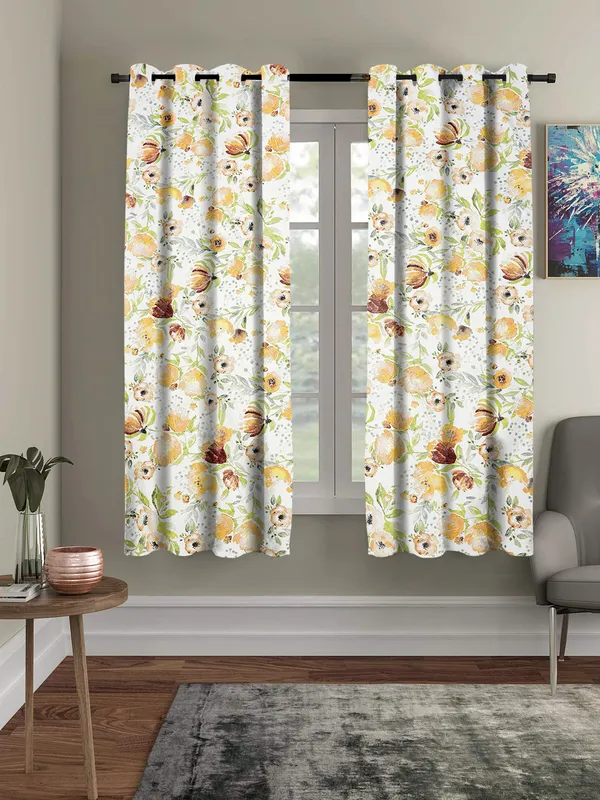 Orange_Super_Soft_Cotton_Floral_Curtain_|5ft
