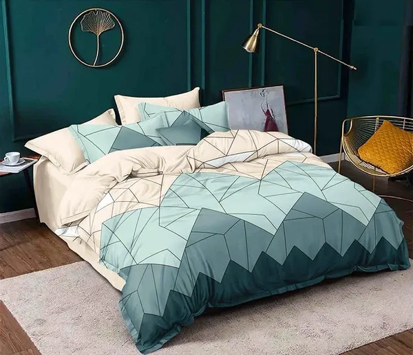 Dark_Green_&_Peach_Microfiber_Cotton_Printed_Double_Duvet_Covers_|_TC_144