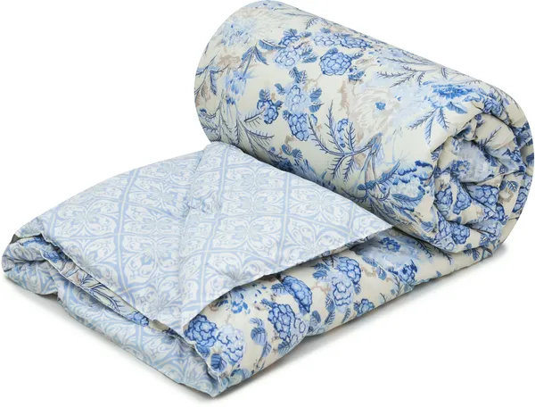 Cream_&_Light_Blue_Microfiber_Quilted_Double_Comforter