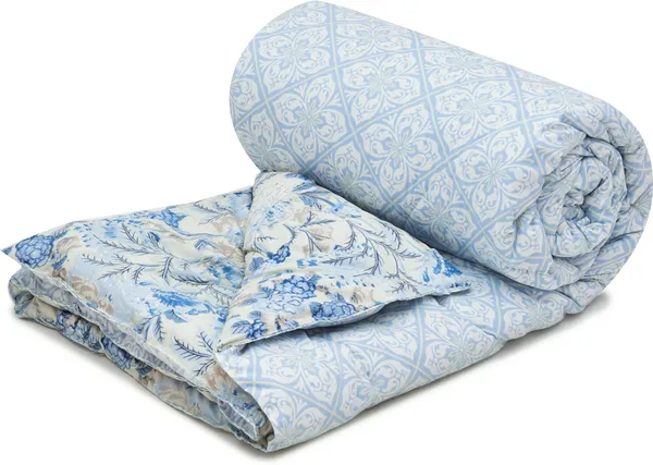 Cream_&_Light_Blue_Microfiber_Quilted_Double_Comforter