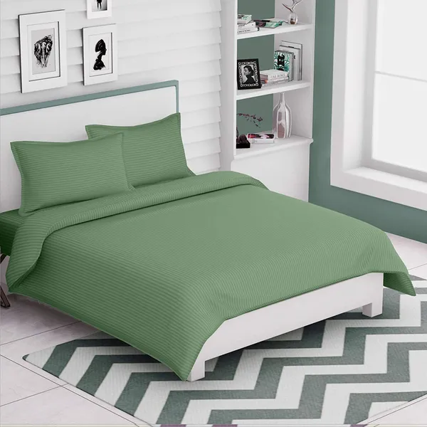 Green_Microfiber_Cotton_Satin_Striped_Double_Bedsheet