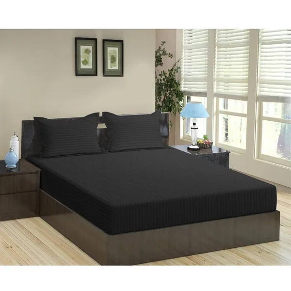 Dark_Grey_Microfiber_Cotton_Satin_Striped_Double_Bedsheet