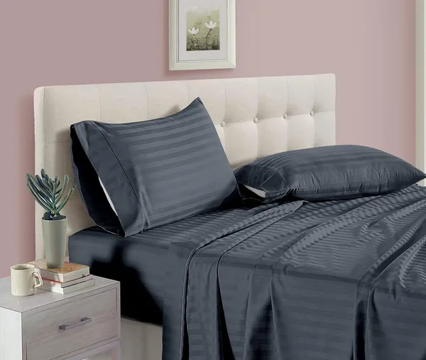 Dark_Grey_Microfiber_Cotton_Satin_Striped_Double_Bedsheet
