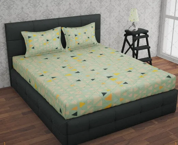 Green_Microfiber_Cotton_Double_Bedsheet_With_Pillow_Cover
