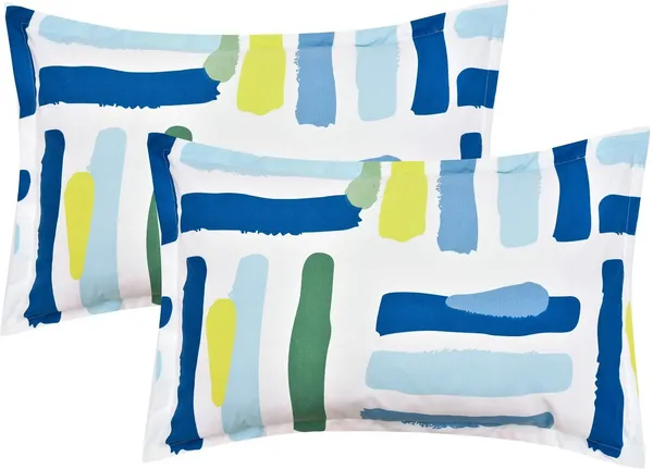 White_&_Green_Microfiber_Cotton_Double_Bedsheet_With_Pillow_Cover