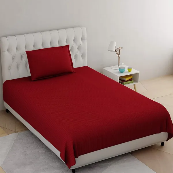 Maroon_Microfiber_Cotton_Satin_Striped_Single_Bedsheet