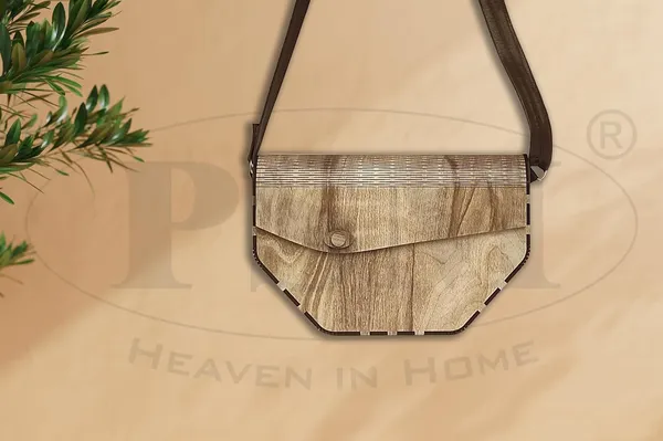 Shiny_Silver_Wooden_Ladies_Purse(Clutch);Made_From_Different_Wood_Grains