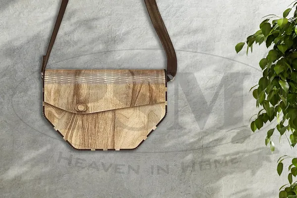 Shiny_Silver_Wooden_Ladies_Purse(Clutch);Made_From_Different_Wood_Grains