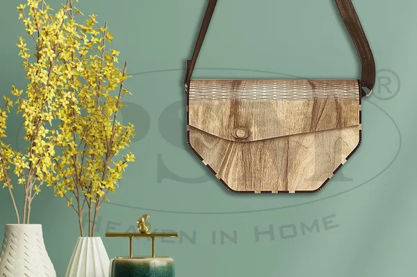Shiny_Silver_Wooden_Ladies_Purse(Clutch);Made_From_Different_Wood_Grains