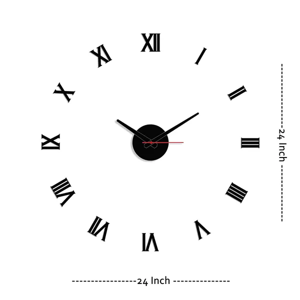 Black_Heaven_In_Home_Roman_Style_301-Ca_Modern_Decorative_Acrylic_3D_Diy_Wall_Clock_(24_Inch)