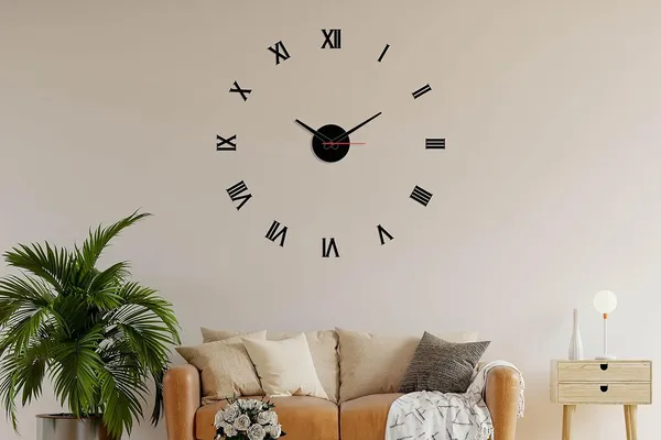 Black_Heaven_In_Home_Roman_Style_301-Ca_Modern_Decorative_Acrylic_3D_Diy_Wall_Clock_(24_Inch)