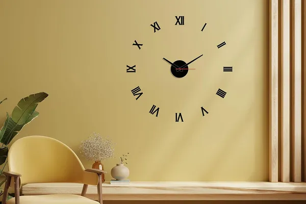 Black_Heaven_In_Home_Roman_Style_301-Ca_Modern_Decorative_Acrylic_3D_Diy_Wall_Clock_(24_Inch)
