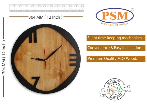 Stone_Gray_White_Heaven_In_Home_Decorative_Wooden_12_Inch,_Movement_Wall_Clock