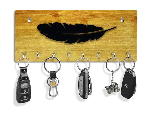 Ivory_Black_Wooden_Feather_Key_Holder