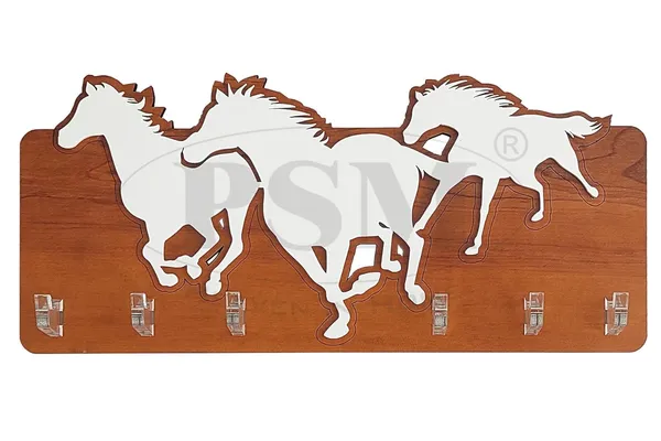 Cherry_White_Self_Adhesive_Decorative_Sticky_Gold_Wooden_Running_Horse_Key_Holder