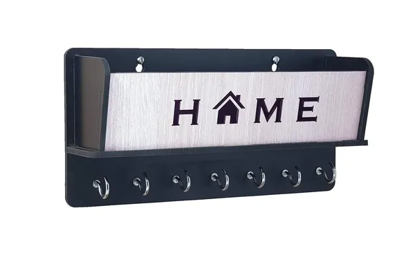 Black_Natural_Wood_7_Hook_Home_Mobile_Key_Holder_With_Storage_Box