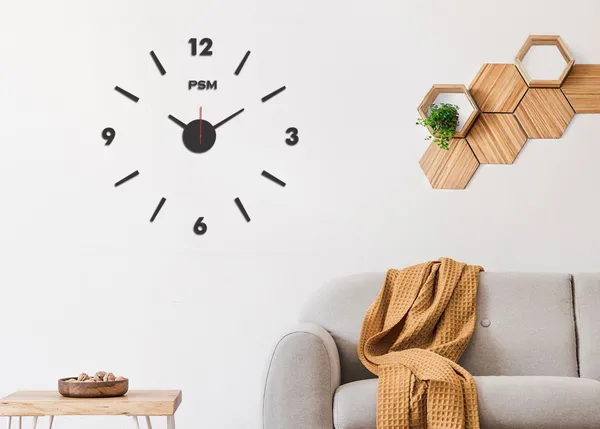 PSM_HEAVEN_IN_HOME_Modern_Decorative_Acrylic_3D_DIY_Wall_Clock_Roman_Style_(24_inch)_(Black_304)