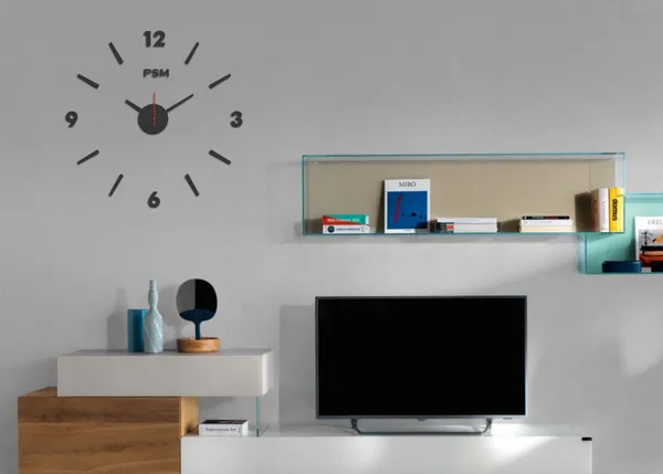 PSM_HEAVEN_IN_HOME_Modern_Decorative_Acrylic_3D_DIY_Wall_Clock_Roman_Style_(24_inch)_(Black_304)