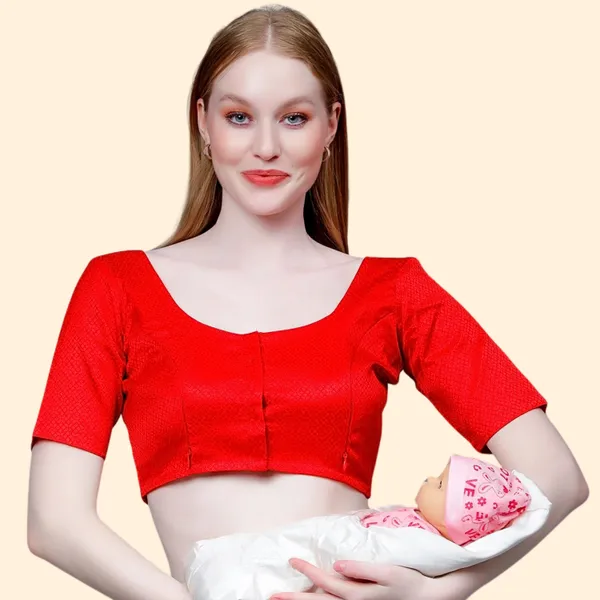 Dummy Shape Red Women s Cotton Maternity Feeding Saree Blouse with Concealed Nursing Zip for Breastfeeding Pregnancy Price in India Buy Dummy Shape Red Women s Cotton Maternity Feeding Saree
