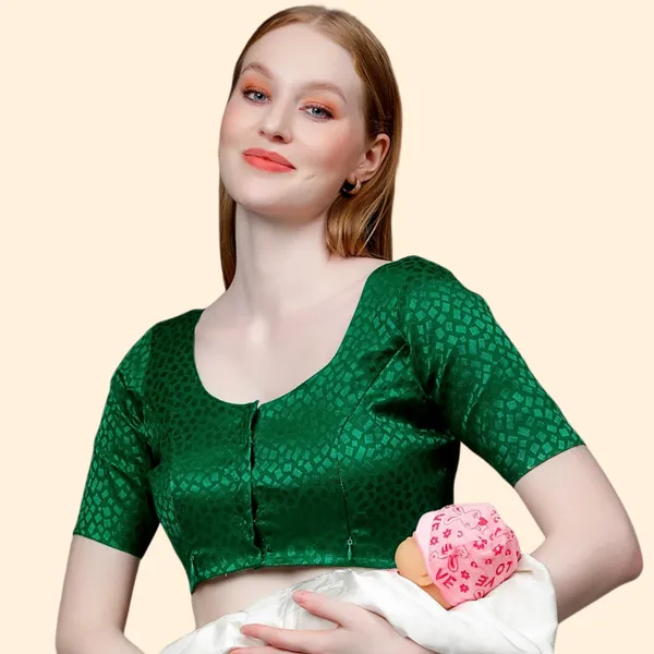 Dummy Shape Green Women s Cotton Maternity Feeding Saree Blouse with Concealed Nursing Zip for Breastfeeding Pregnancy Price in India Buy Dummy Shape Green Women s Cotton Maternity Feeding Saree