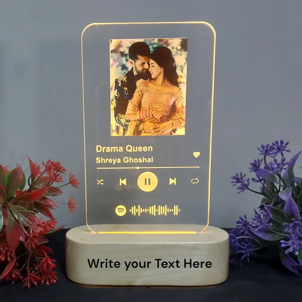 Warm_White_Acrylic_Customized_Photo_and_song_Glass_Spotify_Plaque_with_wooden_LED_Light_stand,_Personalized_Photo_Music_Frame_with_scannable_code