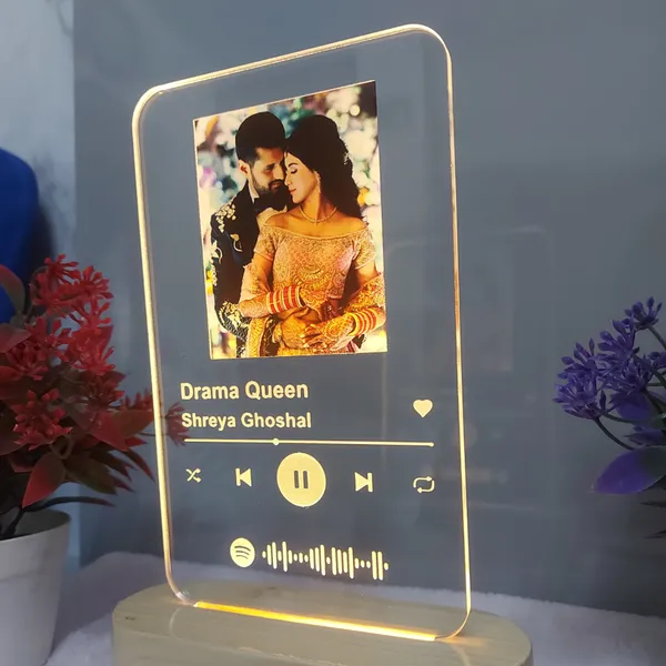 Warm_White_Acrylic_Customized_Photo_and_song_Glass_Spotify_Plaque_with_wooden_LED_Light_stand,_Personalized_Photo_Music_Frame_with_scannable_code