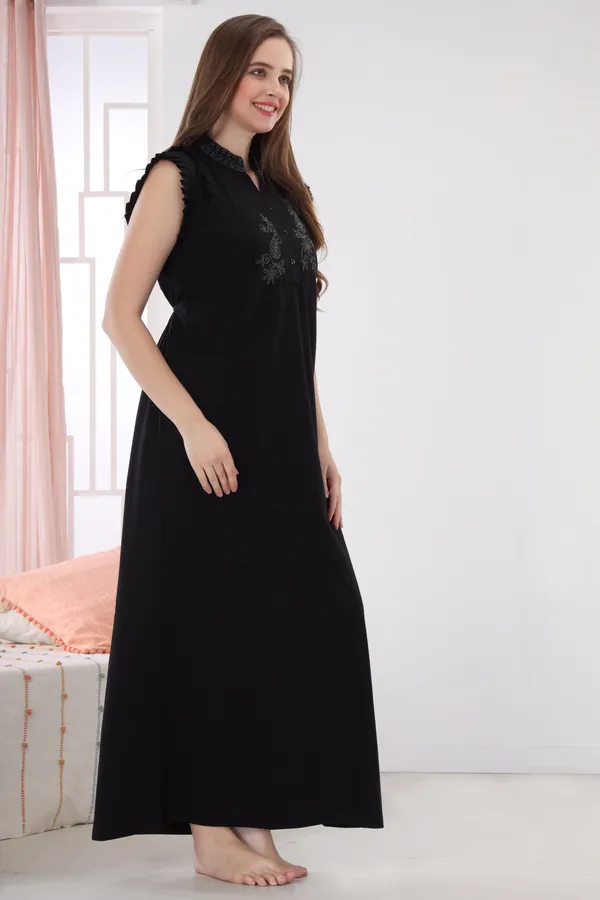 Dark_blue_half_sleeve_summer_nighty_for_women
