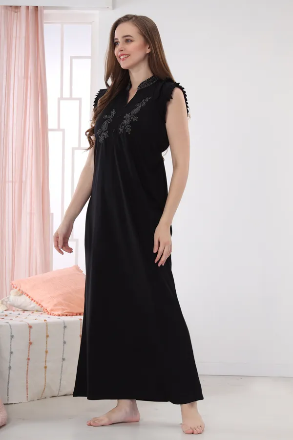 Dark_blue_half_sleeve_summer_nighty_for_women