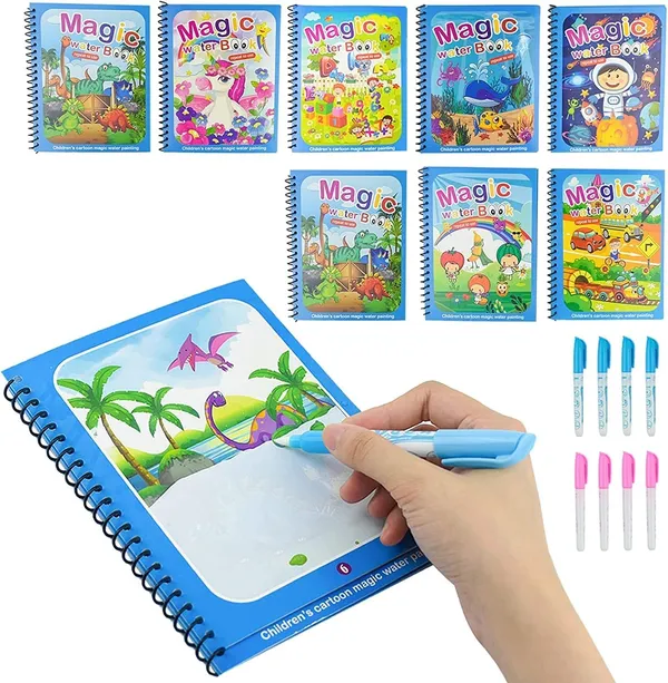 Multicolor_Quick_Dry_Re-Usable_Magic_Coloring_Water_Book_Doodle_With_Magic_Pen_Painting_Board_For_Children_Education_Drawing_Pad_(Random_Design)_(Pack_Of_8)