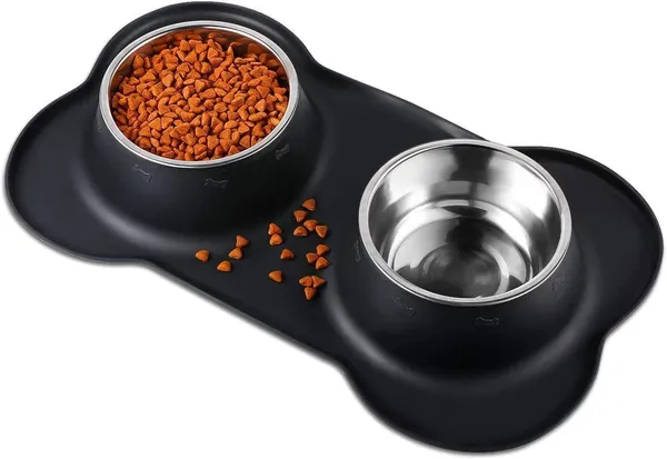 Black_Stainless_Steel_Dog_Pet_Feeding_Bowl_Stainless_Steel_Pet_Bowl_Combo_With_Non-Slip_Silicone_Base_|_Double_Feeding_Bowl_Combo_For_Providing_Food_And_Water_To_Beloved_Dog,_Puppies_&_Cats