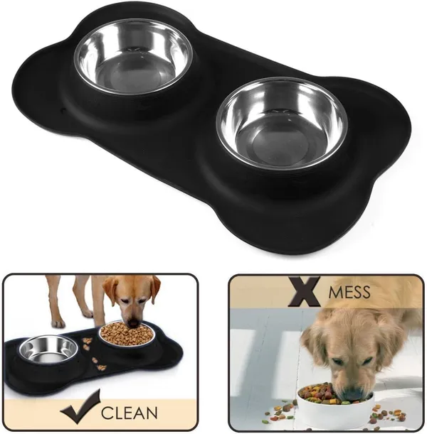Black_Stainless_Steel_Dog_Pet_Feeding_Bowl_Stainless_Steel_Pet_Bowl_Combo_With_Non-Slip_Silicone_Base_|_Double_Feeding_Bowl_Combo_For_Providing_Food_And_Water_To_Beloved_Dog,_Puppies_&_Cats