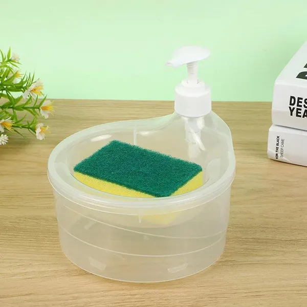Multicolor_Plastic_Double_Layer_2_In_1_Liquid_Soap_Dispenser,_Kitchen_Sink,Dishwash,_Dispenser_With_Pump_And_Sponge
