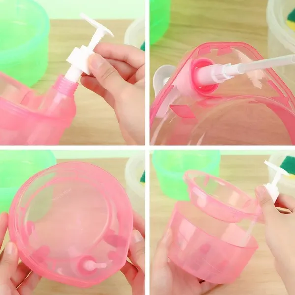 Multicolor_Plastic_Double_Layer_2_In_1_Liquid_Soap_Dispenser,_Kitchen_Sink,Dishwash,_Dispenser_With_Pump_And_Sponge
