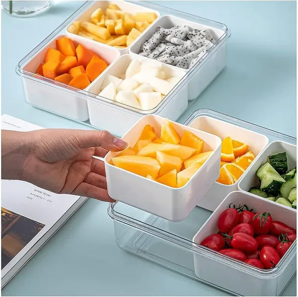 White_Polypropylene_Polypropylene_Storage_Serving_Trays_For_Divided_Veggie_Tray_With_Lid_Sealed_Sectioned_Snack_Serving_Platter_Storage_With_4_Compartments_Snackle_Box