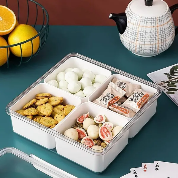 White_Polypropylene_Polypropylene_Storage_Serving_Trays_For_Divided_Veggie_Tray_With_Lid_Sealed_Sectioned_Snack_Serving_Platter_Storage_With_4_Compartments_Snackle_Box