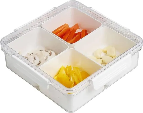 White_Polypropylene_Polypropylene_Storage_Serving_Trays_For_Divided_Veggie_Tray_With_Lid_Sealed_Sectioned_Snack_Serving_Platter_Storage_With_4_Compartments_Snackle_Box