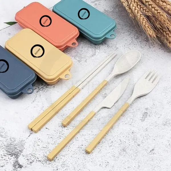 Multicolor_Plastic_Cutlery_Set_For_Lunch_Box_(Set_Of_4_Pcs)_Re-Usable_Spoon_Set_Premium_Plastic_(Spoon,_Fork,_Chopsticks,_Knife_Travel_Spoon)_Portable_Tableware_Men_Women_Office,_Home_School_Kids