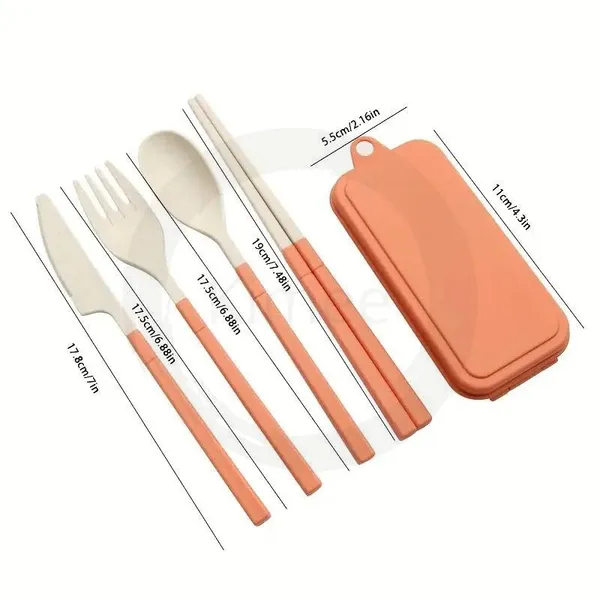 Multicolor_Plastic_Cutlery_Set_For_Lunch_Box_(Set_Of_4_Pcs)_Re-Usable_Spoon_Set_Premium_Plastic_(Spoon,_Fork,_Chopsticks,_Knife_Travel_Spoon)_Portable_Tableware_Men_Women_Office,_Home_School_Kids