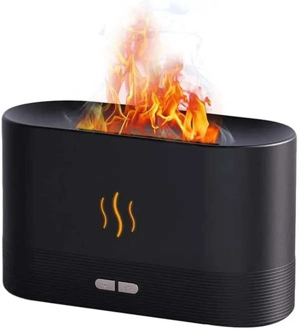 Black_Stainless_Steel_Aromatherapy_Essential_Oil_Diffuser_With_Flame_Light,_180Ml_Quiet_Mist_Humidifiers_For_Essential_Oils_Home_Aroma_Air_Diffusers,_With_Auto_Shut-Off_Protection