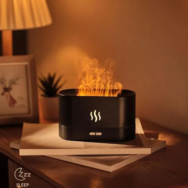 Black_Stainless_Steel_Aromatherapy_Essential_Oil_Diffuser_With_Flame_Light,_180Ml_Quiet_Mist_Humidifiers_For_Essential_Oils_Home_Aroma_Air_Diffusers,_With_Auto_Shut-Off_Protection