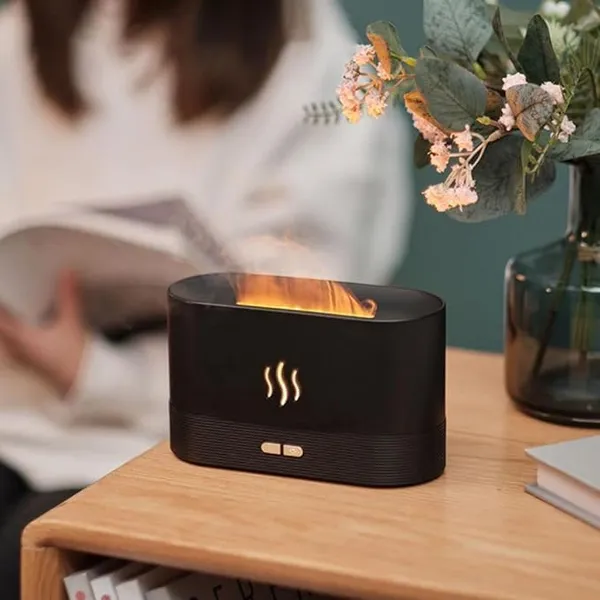 Black_Stainless_Steel_Aromatherapy_Essential_Oil_Diffuser_With_Flame_Light,_180Ml_Quiet_Mist_Humidifiers_For_Essential_Oils_Home_Aroma_Air_Diffusers,_With_Auto_Shut-Off_Protection
