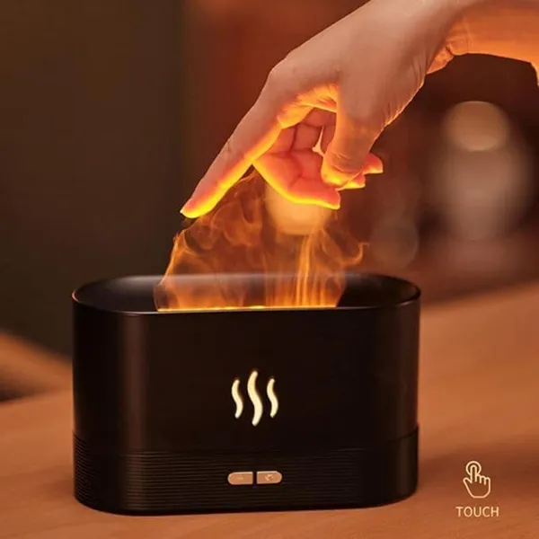 Black_Stainless_Steel_Aromatherapy_Essential_Oil_Diffuser_With_Flame_Light,_180Ml_Quiet_Mist_Humidifiers_For_Essential_Oils_Home_Aroma_Air_Diffusers,_With_Auto_Shut-Off_Protection