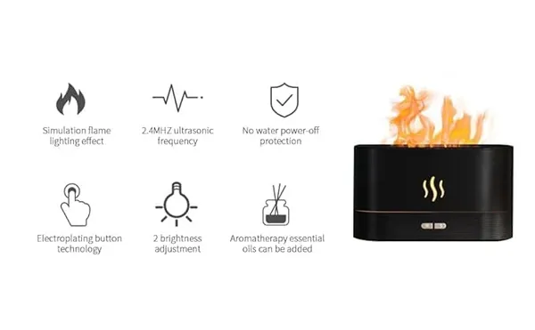 Black_Stainless_Steel_Aromatherapy_Essential_Oil_Diffuser_With_Flame_Light,_180Ml_Quiet_Mist_Humidifiers_For_Essential_Oils_Home_Aroma_Air_Diffusers,_With_Auto_Shut-Off_Protection